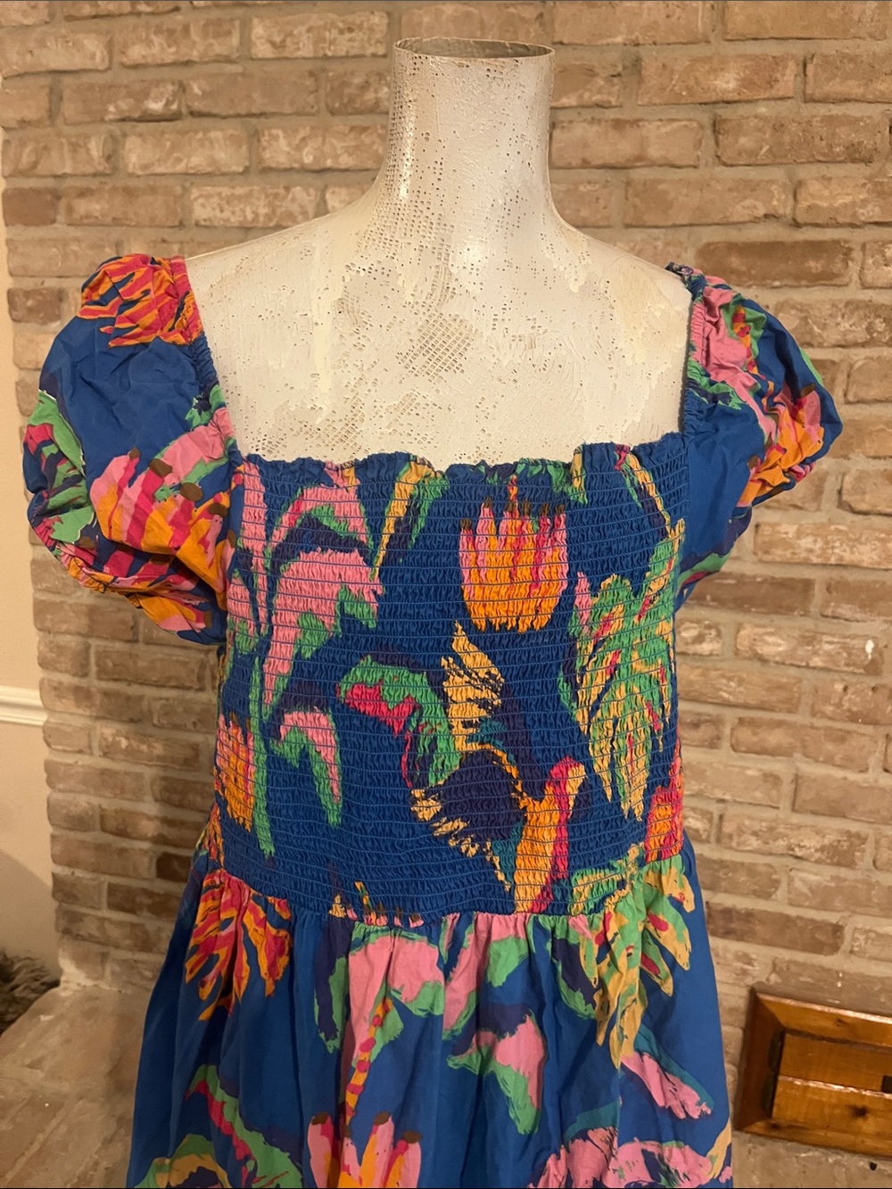 Blue Floral Smocked Maxi Dress - Women - Picture 3 of 6